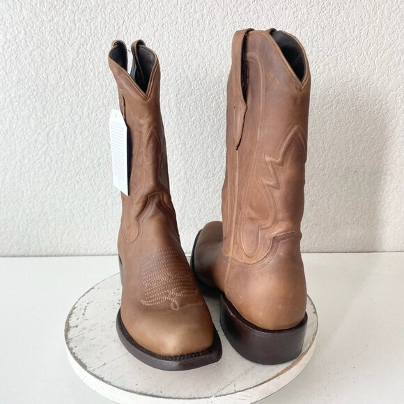 NEW Lane Mens Cowboy Boots Sz 11 Brown Leather Western Blunt Toe Leather Sole - Picture 1 of 11